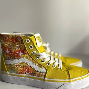 ws7.5 | ms6 | Yellow/Floral Colorblock High-Top Vans | NWT🌸👟💖